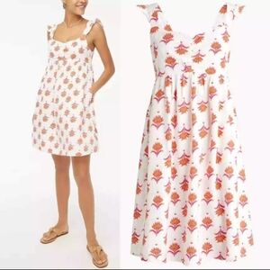 J.Crew Factory Women's Linen Blend Ruffle Strap Mini Sundress Floral Sz 14 NWT